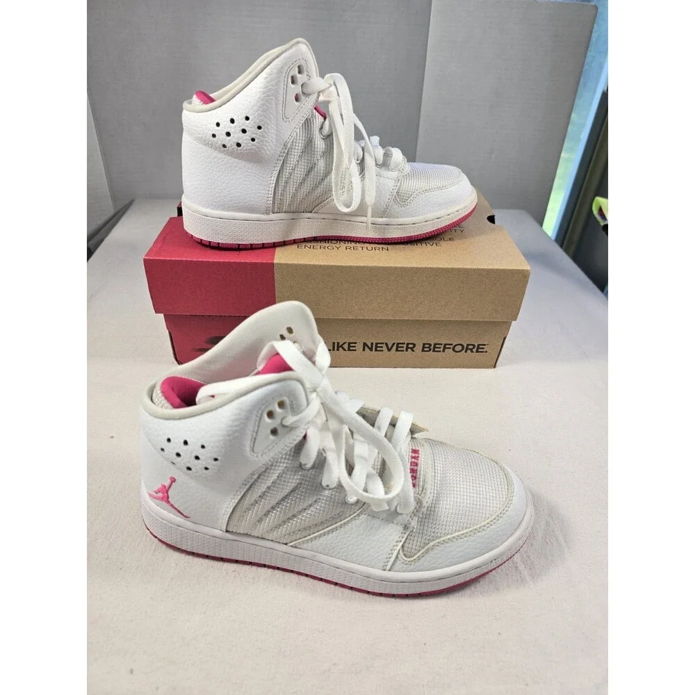 Nike Air Jordan 1 Flight 4 White Pink #23 Sneakers 820183-109 Shoes Sz 4.5y Kids